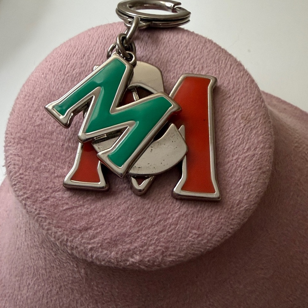 MCM Silver & Enamel Logo Keychain - Picture 2 of 5